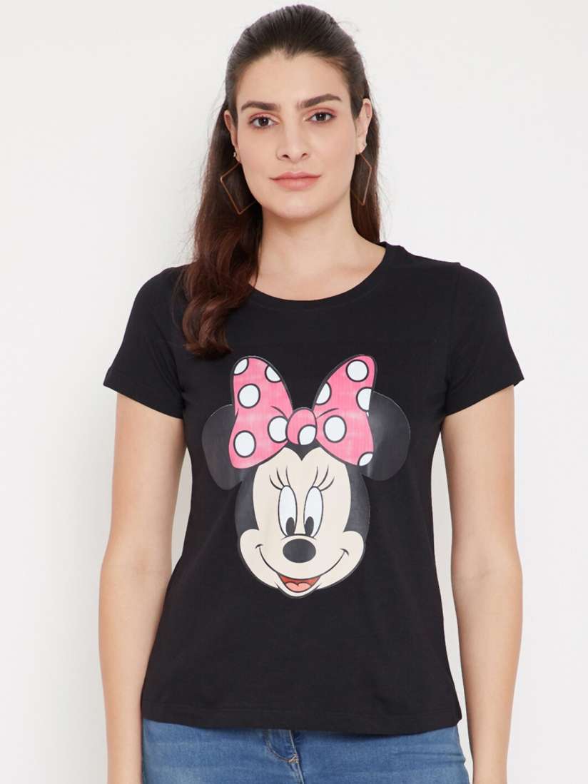 Buy Disney by Wear Your Mind Women Black Minnie Mouse Printed T shirt Tshirts for Women 14643112 Myntra