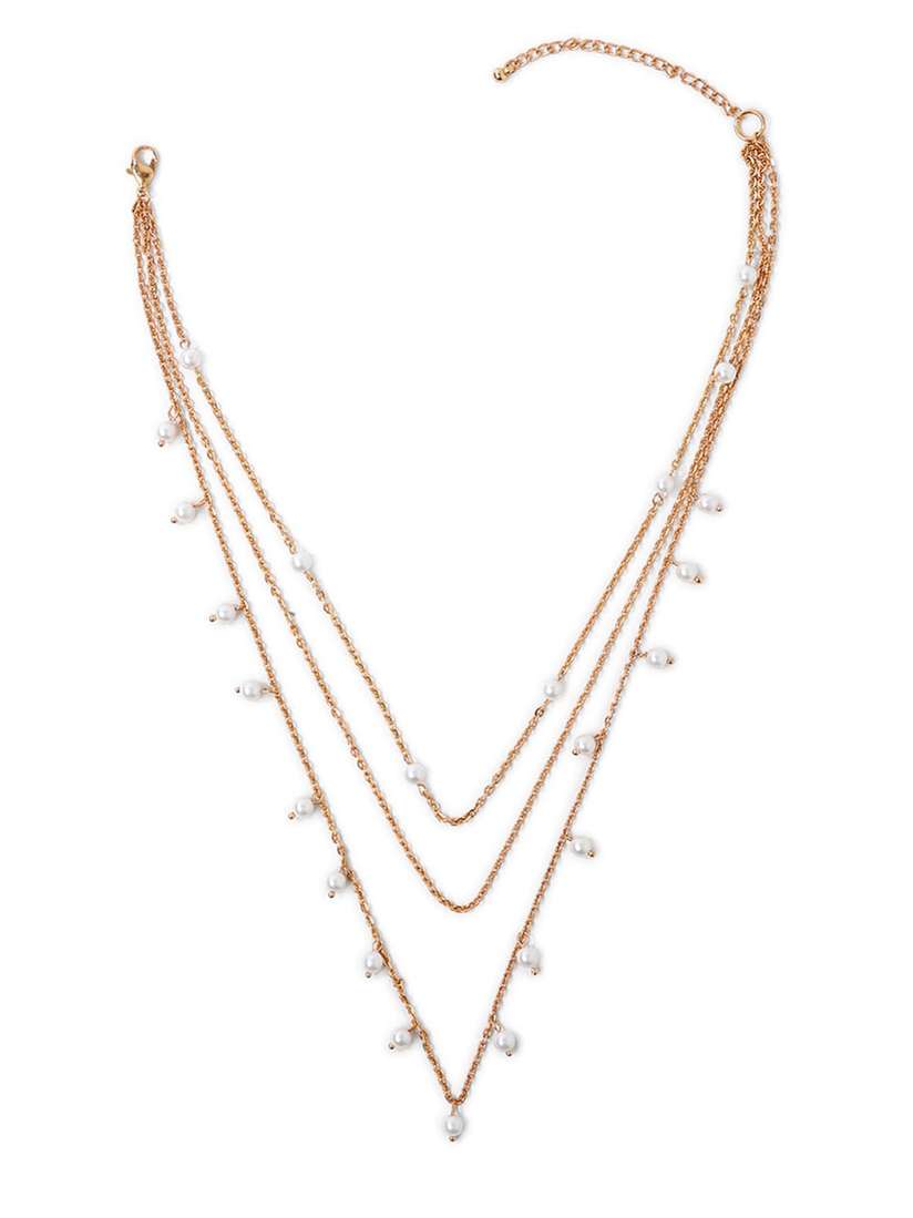 Buy FOREVER 21 Gold White Layered Layered Pearl Necklace