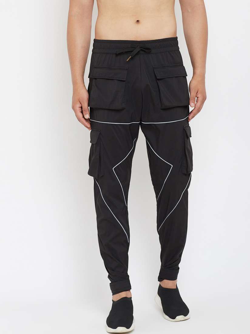 Buy FUGAZEE Men Black Solid Slim Fit Cargo Track Pants Track Pants for Men 14657206 Myntra