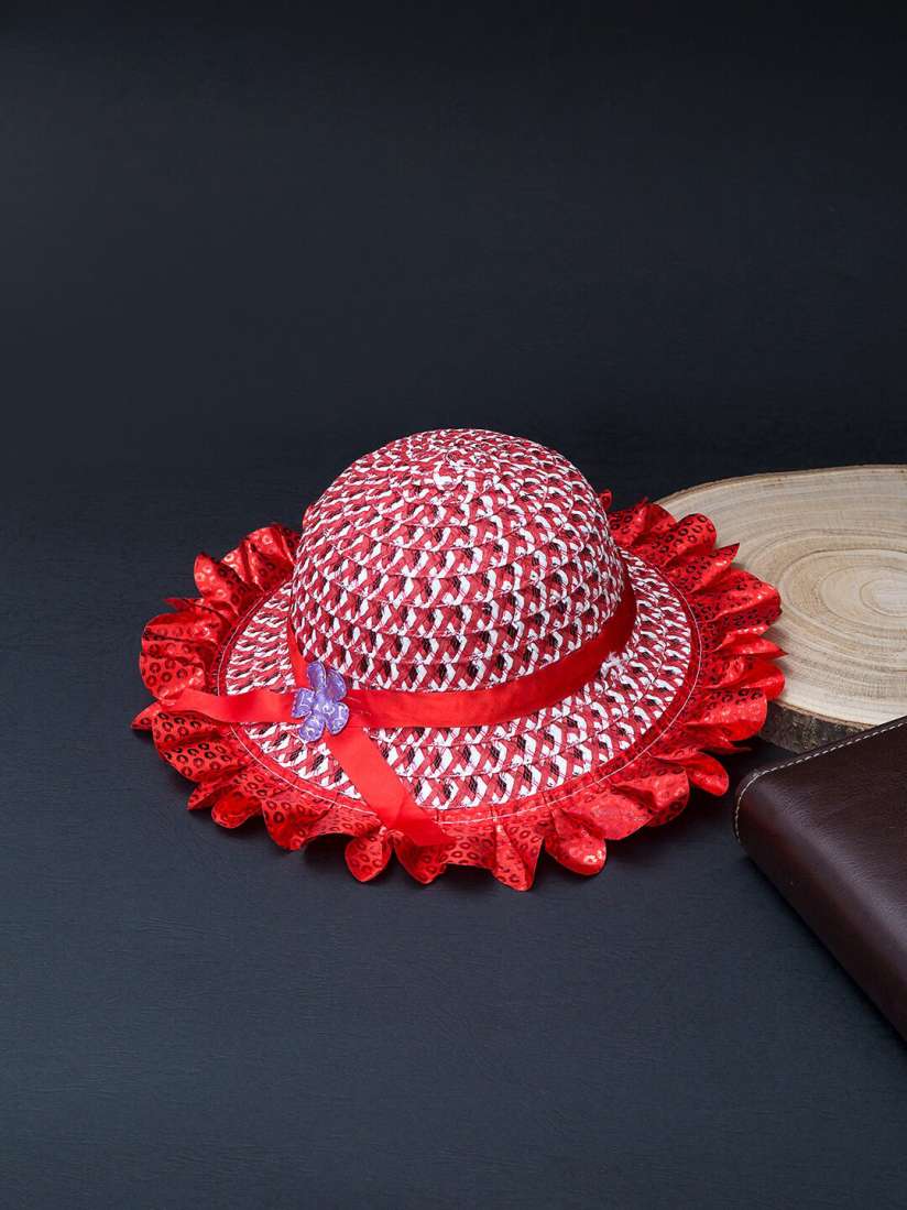 Buy Golden Peacock Girls Red White Woven Design Sustainable Sun Hat Hat for Girls 14700054 Myntra