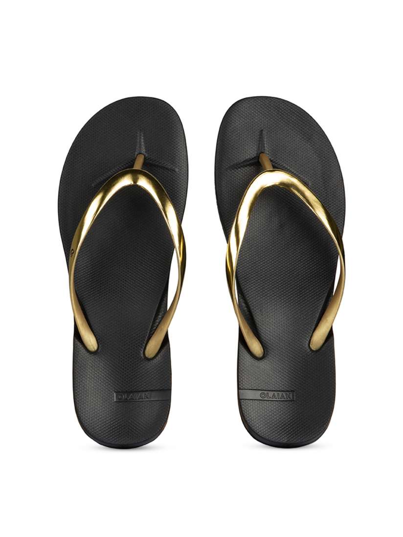 Buy OLAIAN By Decathlon Women Black Gold Toned Thong Flip Flops Flip Flops for Women 14463826 Myntra
