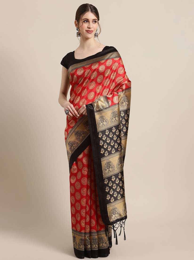 Buy KSUT Red Black Woven Design Art Silk Mysore Silk Saree Sarees for Women 14460928 Myntra
