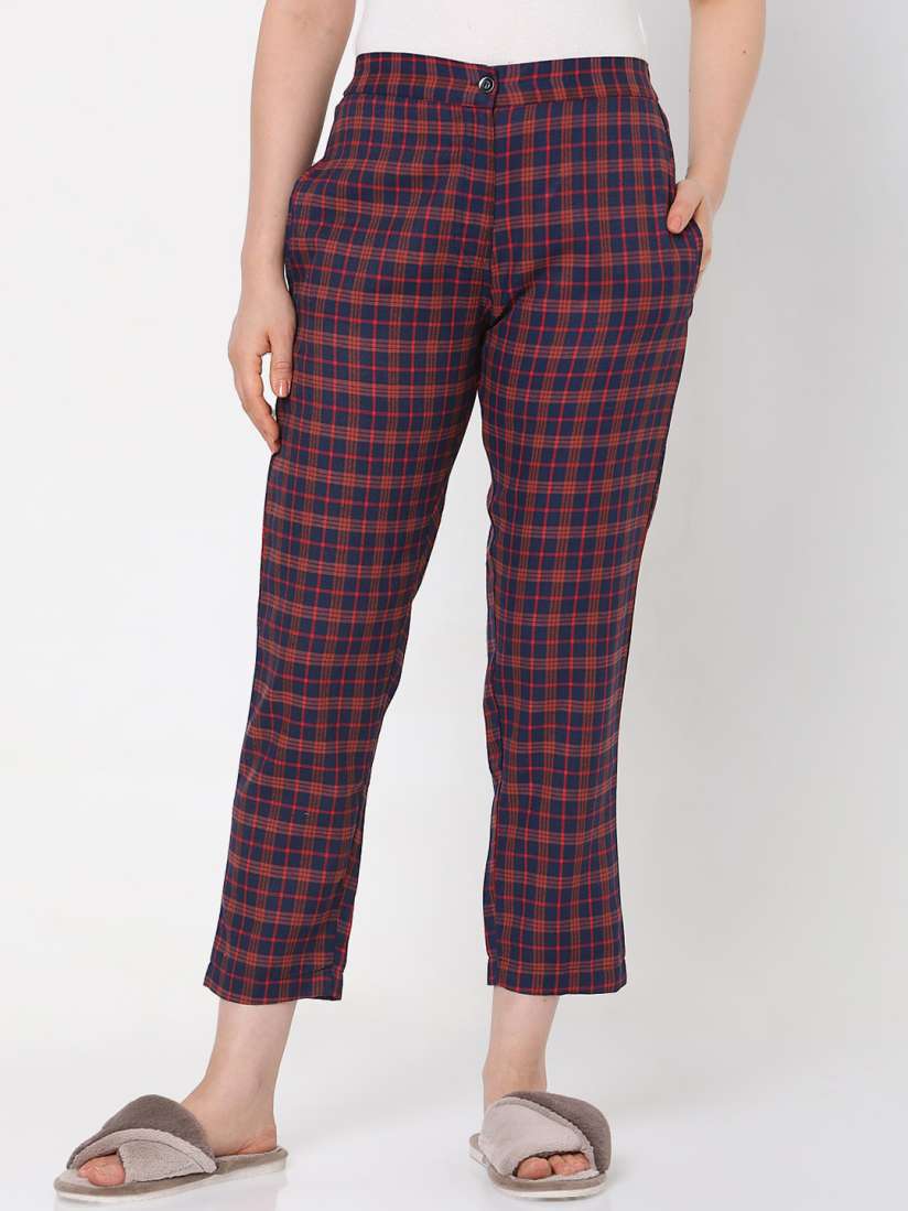 Maroon checkered pants online