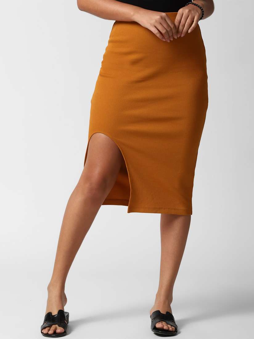 Pencil Skirt Tan Skirt Forever 21 FOREVER 21 Brown Pencil Knee