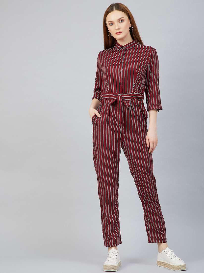 Maroon and white jumpsuit best sale