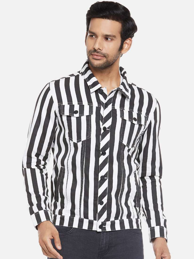 Mens black and white striped jacket store