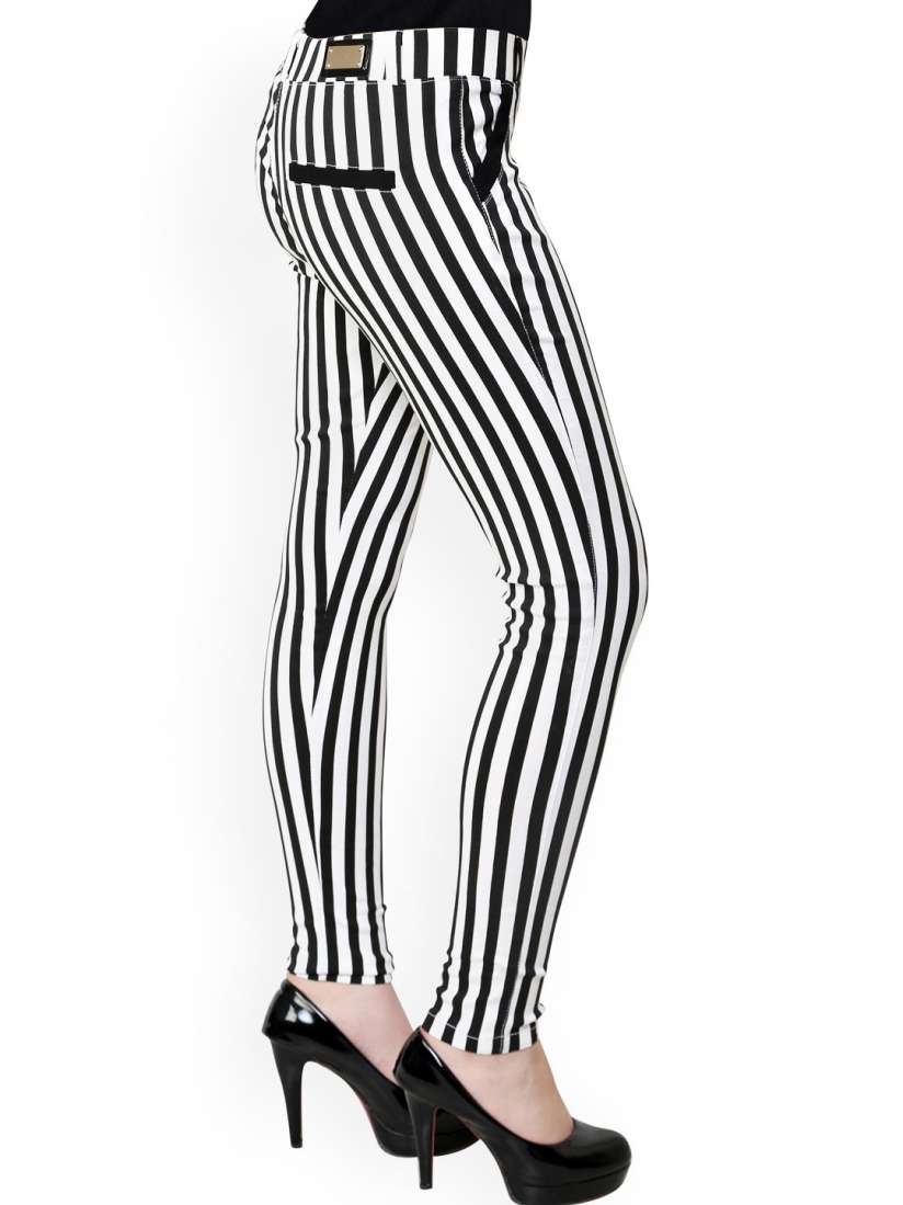Buy Westwood Blue Black White Striped Jeggings Jeggings for Women 1039112 Myntra