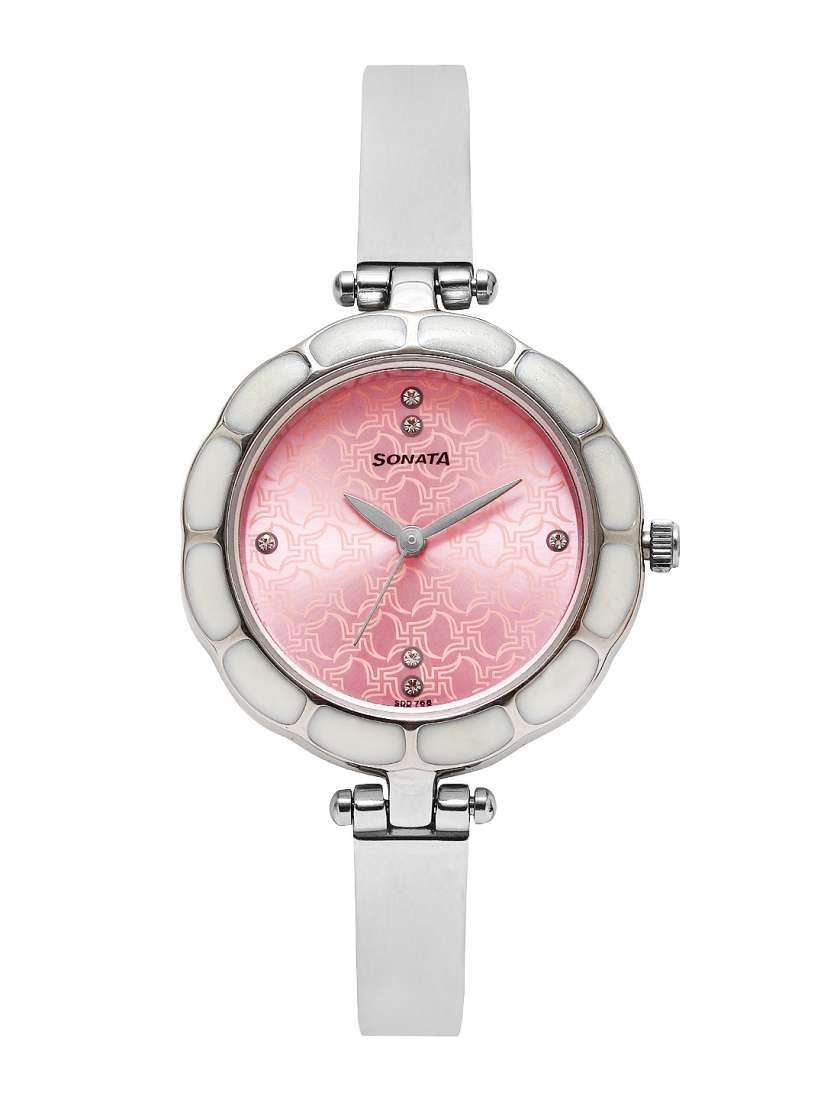 Sonata analog pink dial women's watch discount