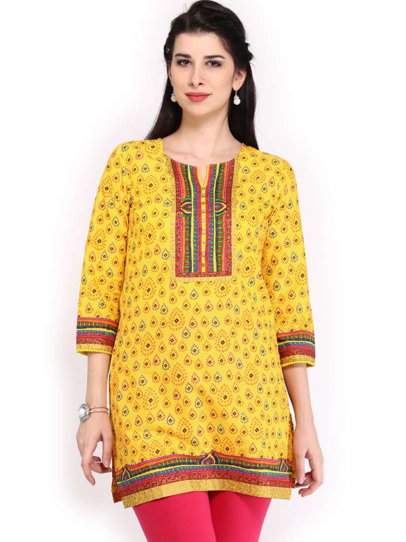 Buy BIBA OUTLET Yellow Printed Kurti Kurtis for Women 387366 Myntra