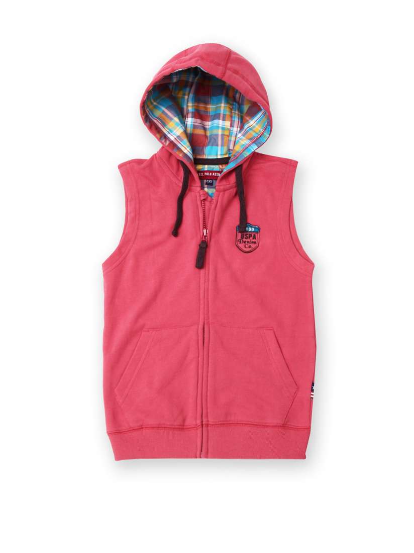Buy U.S. Polo Assn. Kids Boys Pink Sleeveless Hooded Sweatshirt Sweatshirts for Boys 449164 Myntra