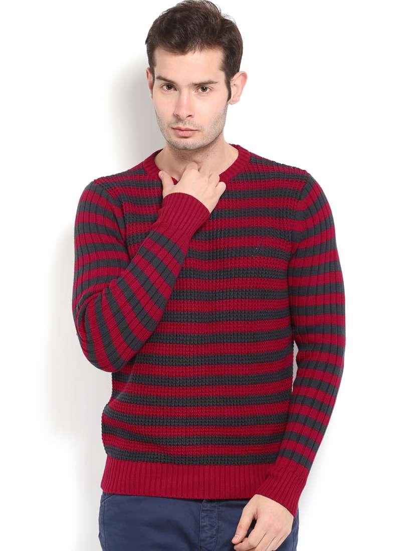 Red and navy striped sweater hot sale