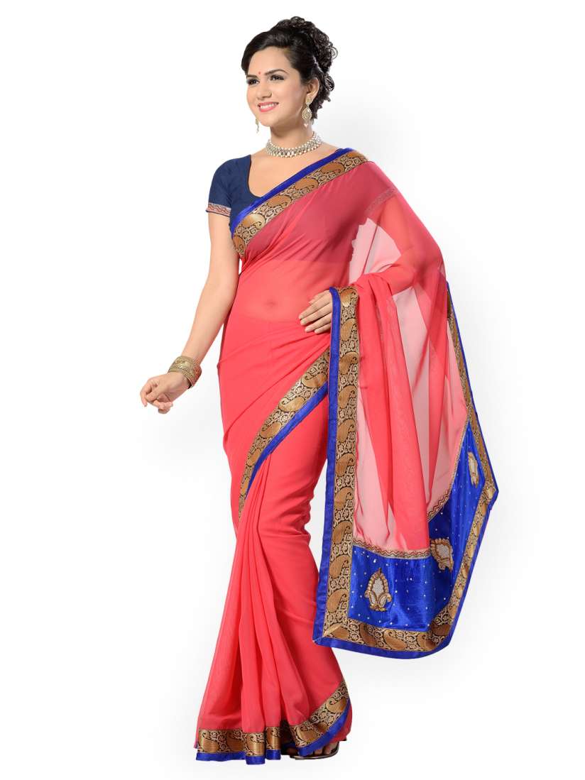 Buy Ishin Pink Georgette Fashion Saree Sarees for Women 471458 Myntra