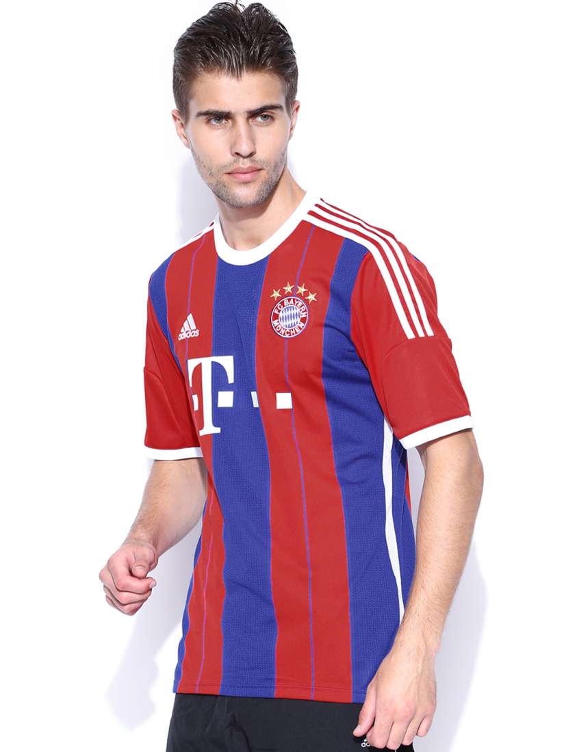 Buy ADIDAS Men Red & Blue FC Bayern Jersey T-shirt - Tshirts