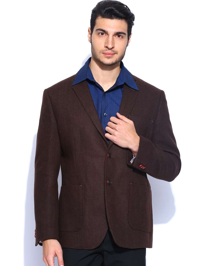Buy Van Heusen Men Brown Woollen Blazer Blazers for Men 545782 Myntra