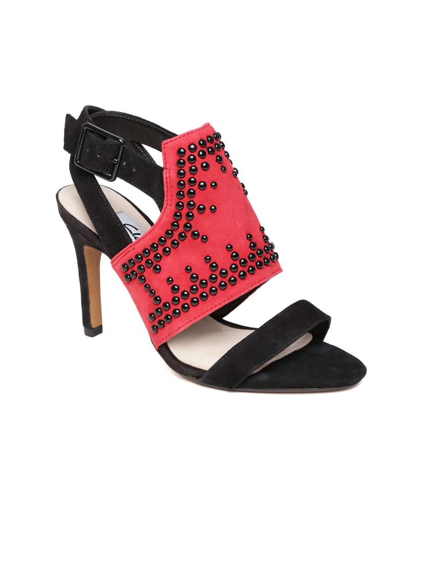 Buy Clarks Women Black Red Shola Curtain Embellished Stilettos Heels for Women 558227 Myntra
