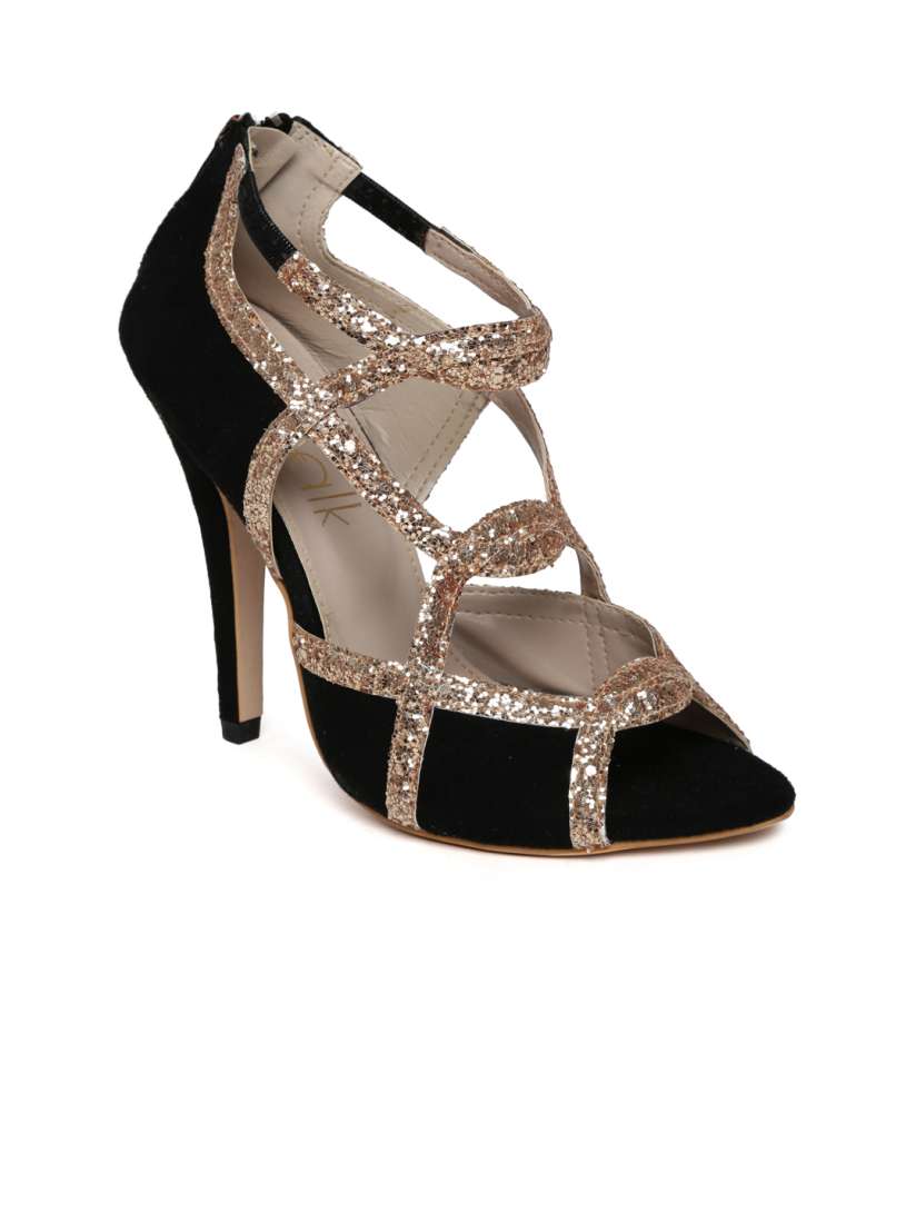 Buy Catwalk Women Gold Toned Black Sequinned Heels Heels for Women 585112 Myntra