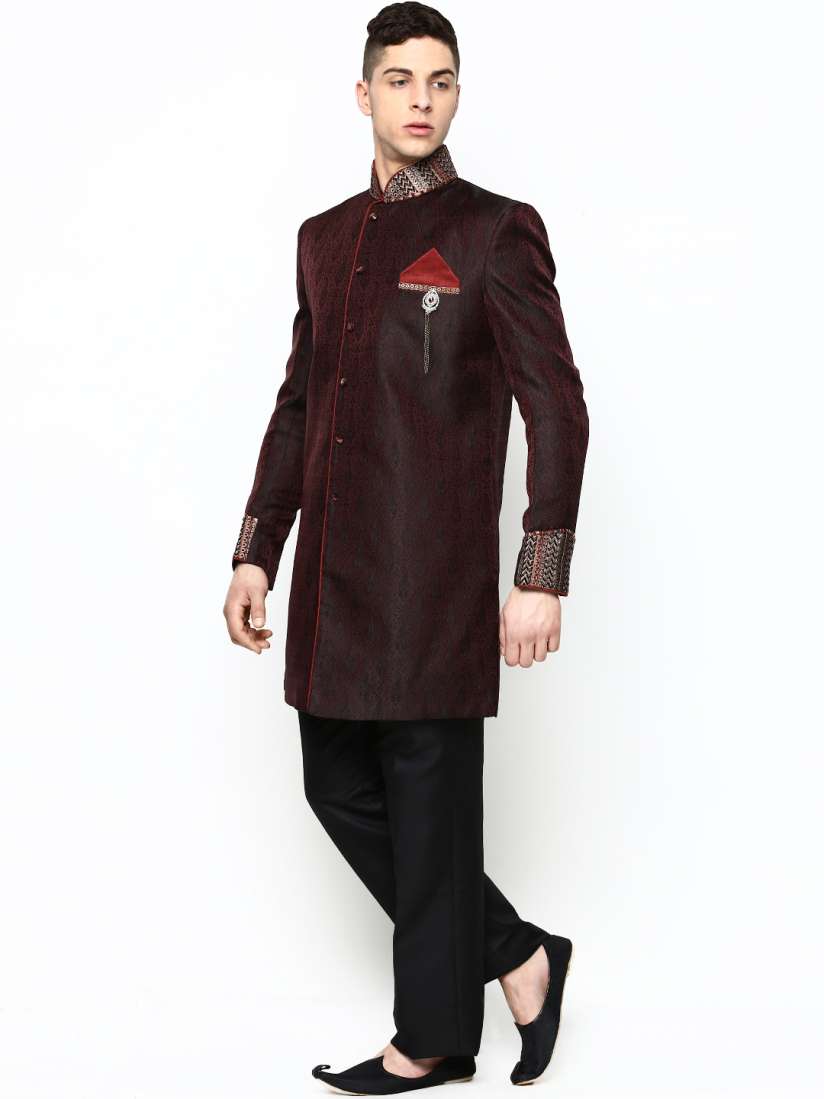 Buy Manyavar Men Maroon Black Sherwani Sherwani for Men 593713 Myntra