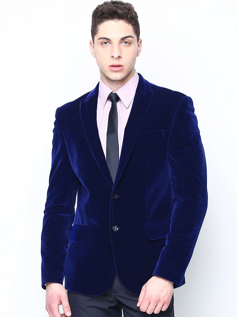 Royal blue slim fit blazer new arrivals