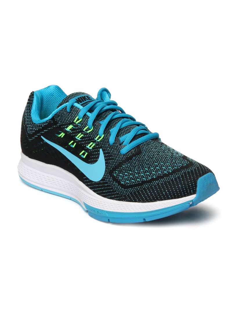 Buy Nike Men Black Blue Air Zoom Structure 18 Running Shoes Sports Shoes for Men 612205 Myntra