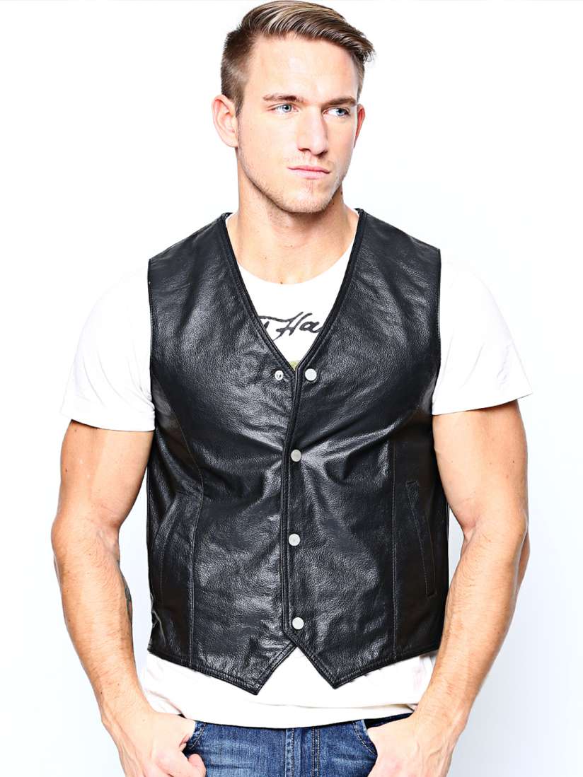 Sleeveless leather jacket mens new arrivals