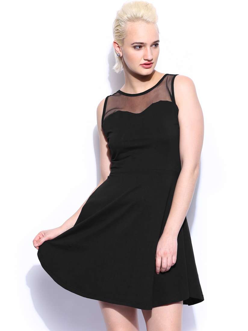 Buy Miss Chase Black Watch Your Back Skater Dress Dresses for Women 627491 Myntra