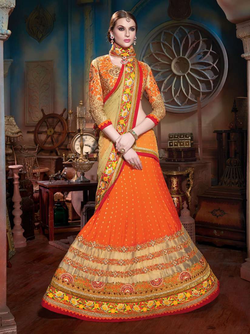 Unstitched lehenga choli material on sale