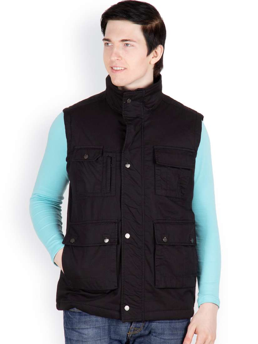 Buy Cotton County Premium Men Black Sleeveless Jacket Jackets for Men 637961 Myntra