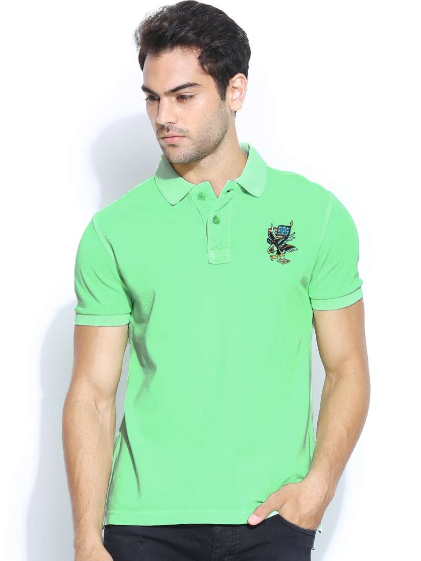 Buy Ed Hardy Men Green Polo Pure Cotton T shirt Tshirts for Men 673623 Myntra