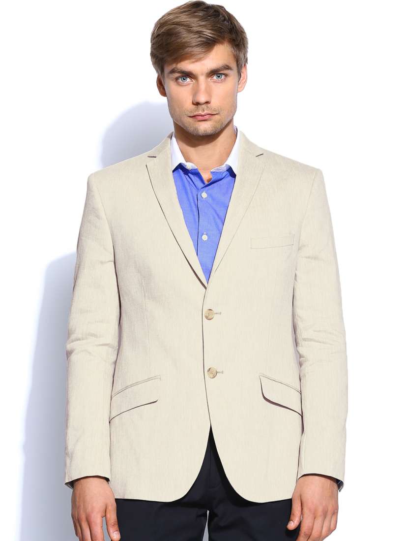 Buy Theme Men Beige Linen Fitted Blazer Blazers for Men 697791 Myntra