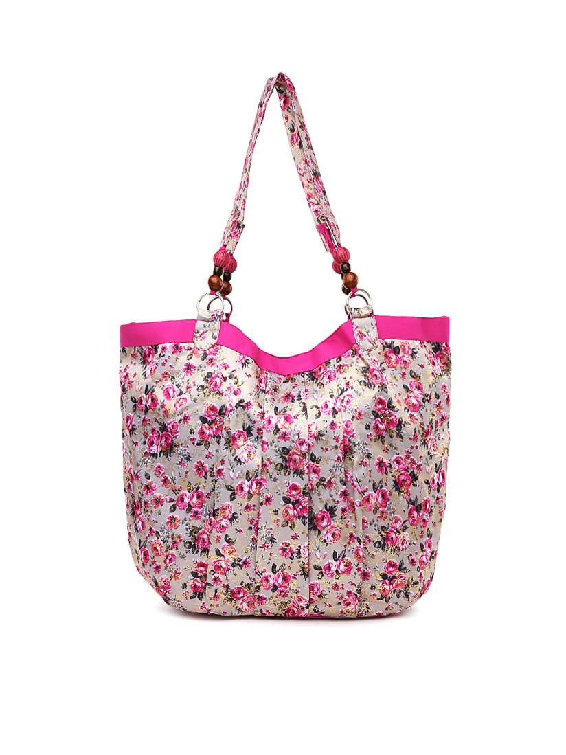 Buy DressBerry Pink Grey Floral Print Tote Bag Handbags for Women 69819 Myntra