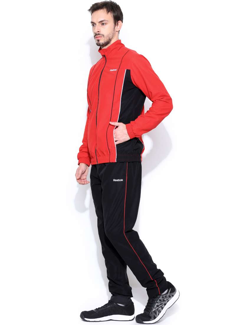 Reebok tracksuit black red deals