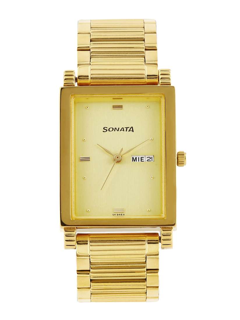 Sonata mens gold watch cheap