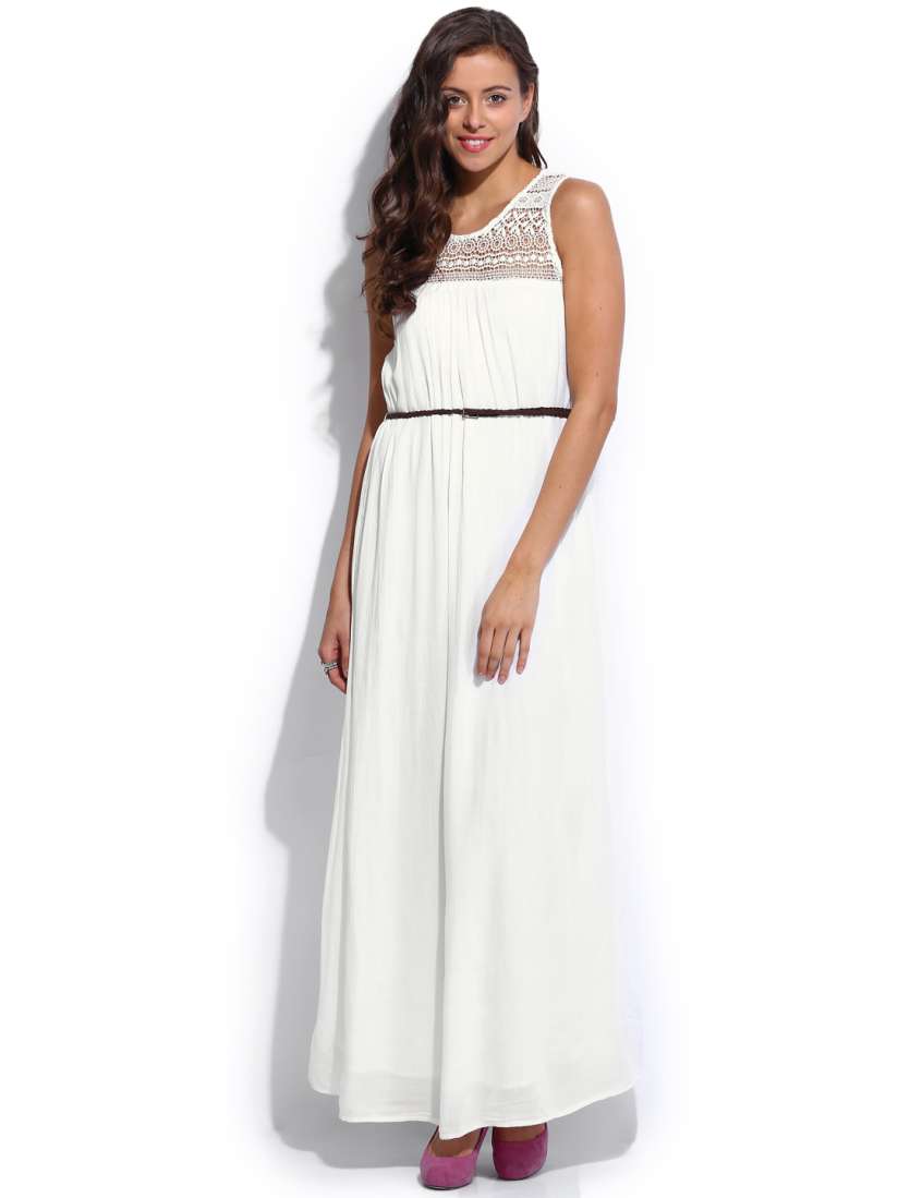 White maxi dress myntra outlet