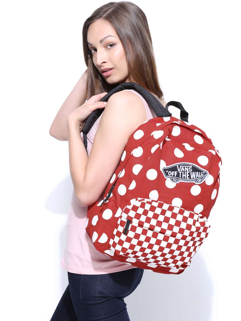 Buy Vans Unisex Red Cream Coloured Polka Dot Printed Backpack Backpacks for Unisex 740353 Myntra