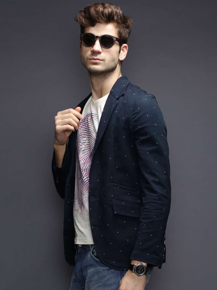 Buy HRX by Hrithik Roshan Signature Men Navy Printed Premium Blazer Blazers for Men 755987 Myntra