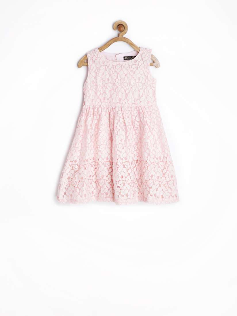 Buy Gini and Jony Girls Baby Pink Lace Embroidered Fit Flare Dress Dresses for Girls 764105 Myntra