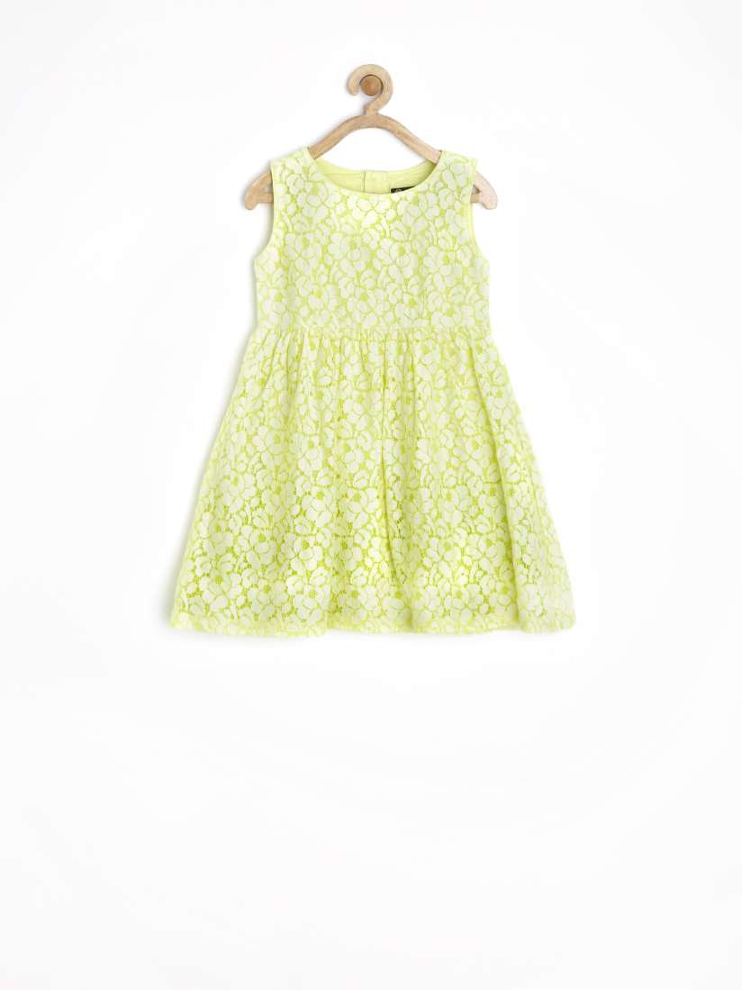 Buy Gini and Jony Girls Yellow Lace Embroidered Fit Flare Dress Dresses for Girls 764107 Myntra