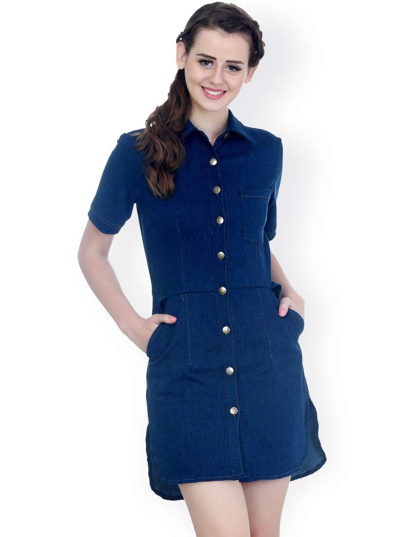 Buy FabAlley Dark Blue Denim Shirt Dress Dresses for Women 771779 Myntra