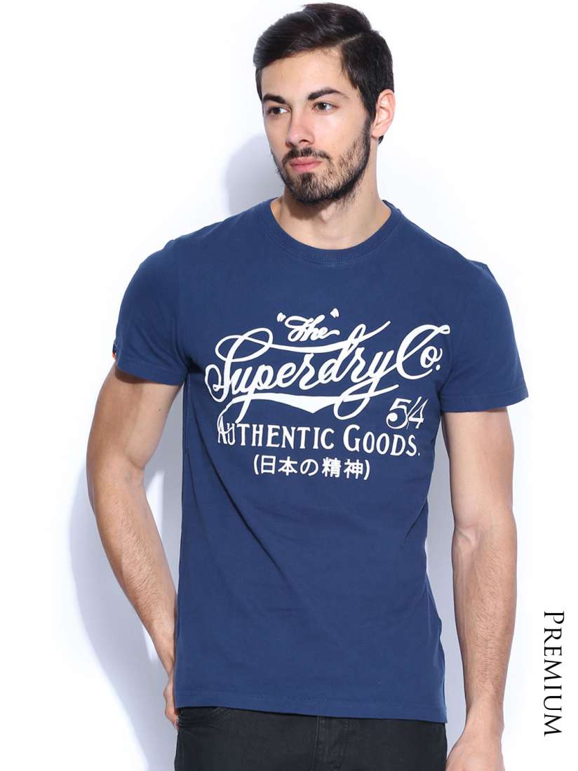 Buy Superdry Men Blue Printed 54 Authentic Pure Cotton T shirt Tshirts for Men 779181 Myntra