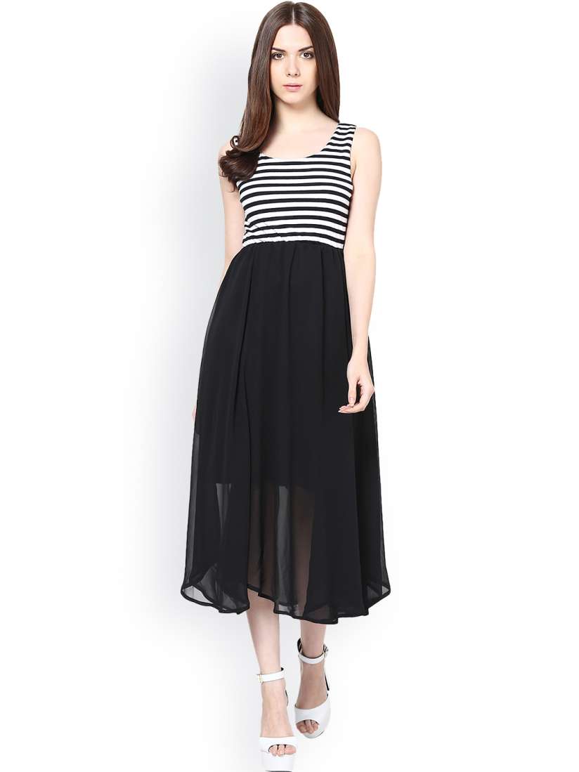 Buy Harpa Black White Fit Flare Dress Dresses for Women 779862 Myntra