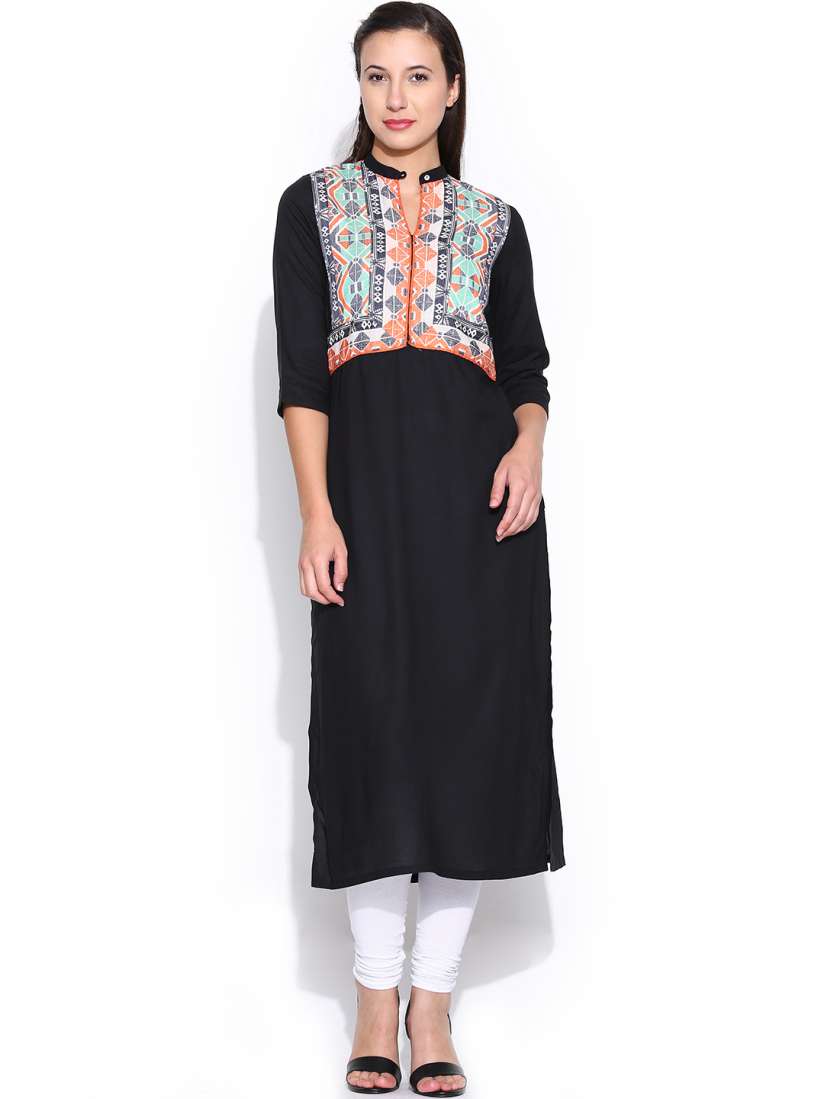 Myntra black kurta deals