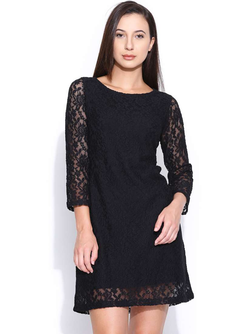 Black lace shift dress store