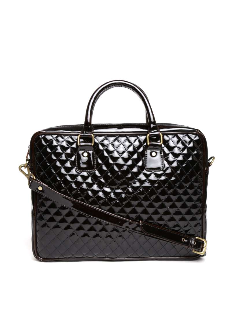 Black quilted laptop bag store