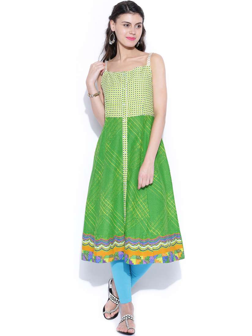 Buy Vishudh Green Printed Anarkali Kurta Kurtas for Women 797197 Myntra