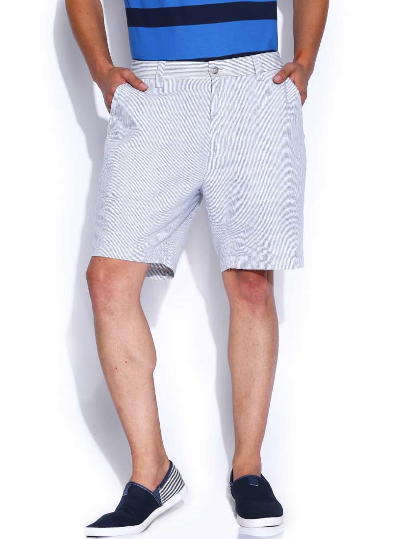 Buy Nautica Men White Blue Striped Linen Modern Fit Shorts Shorts for Men 862236 Myntra