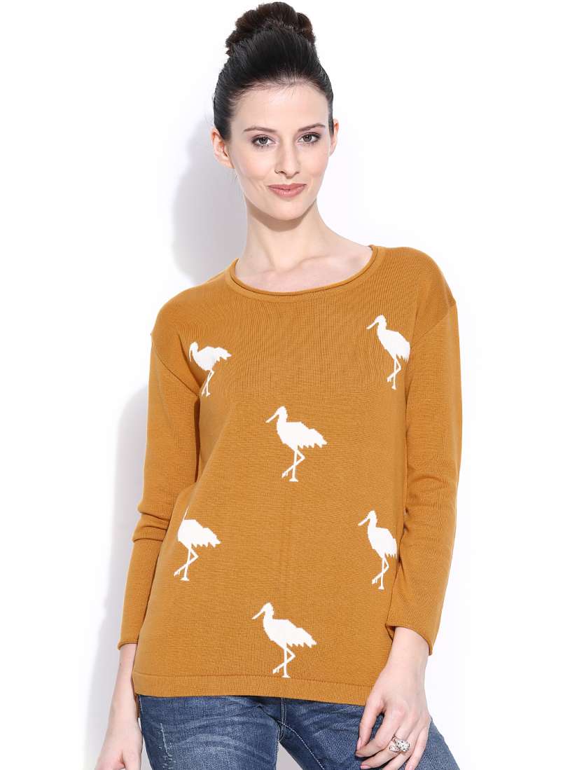Buy Wills Lifestyle Mustard Yellow Sweater Sweaters for Women 862706 Myntra