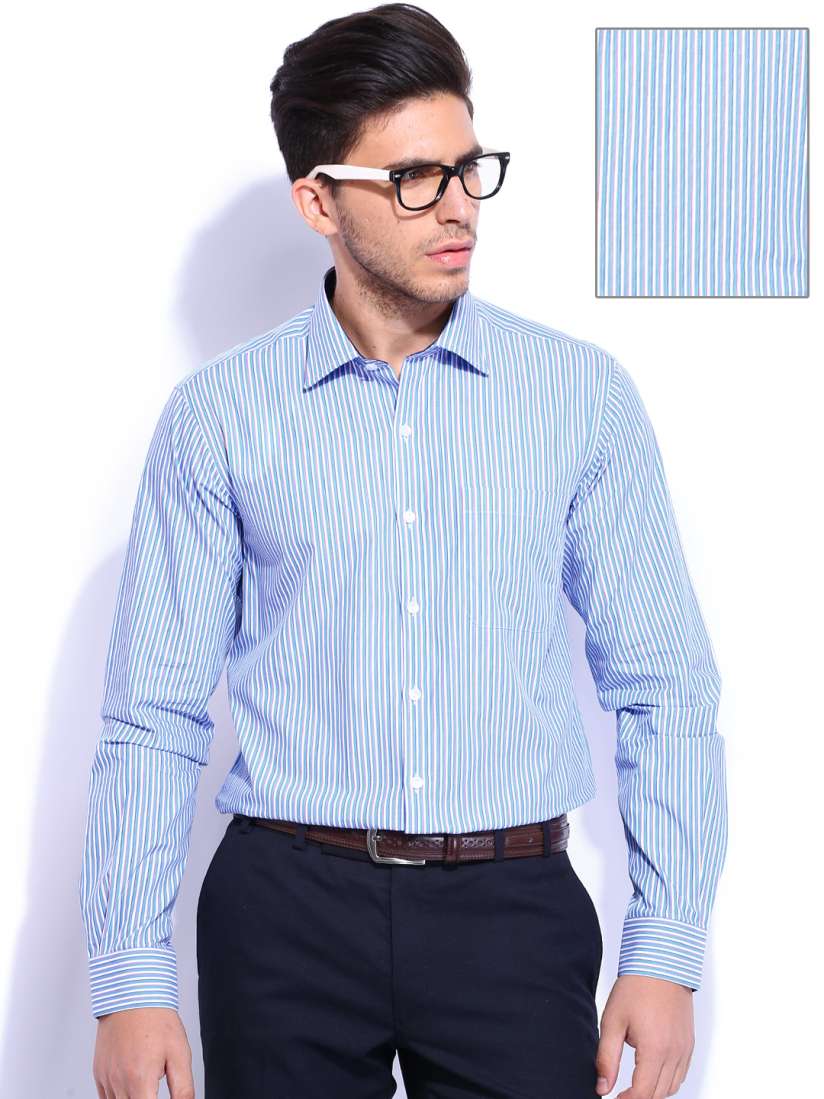 Buy Wills Classic by Wills Lifestyle Blue White Striped Slim Fit Formal Shirt Shirts for Men 882663 Myntra