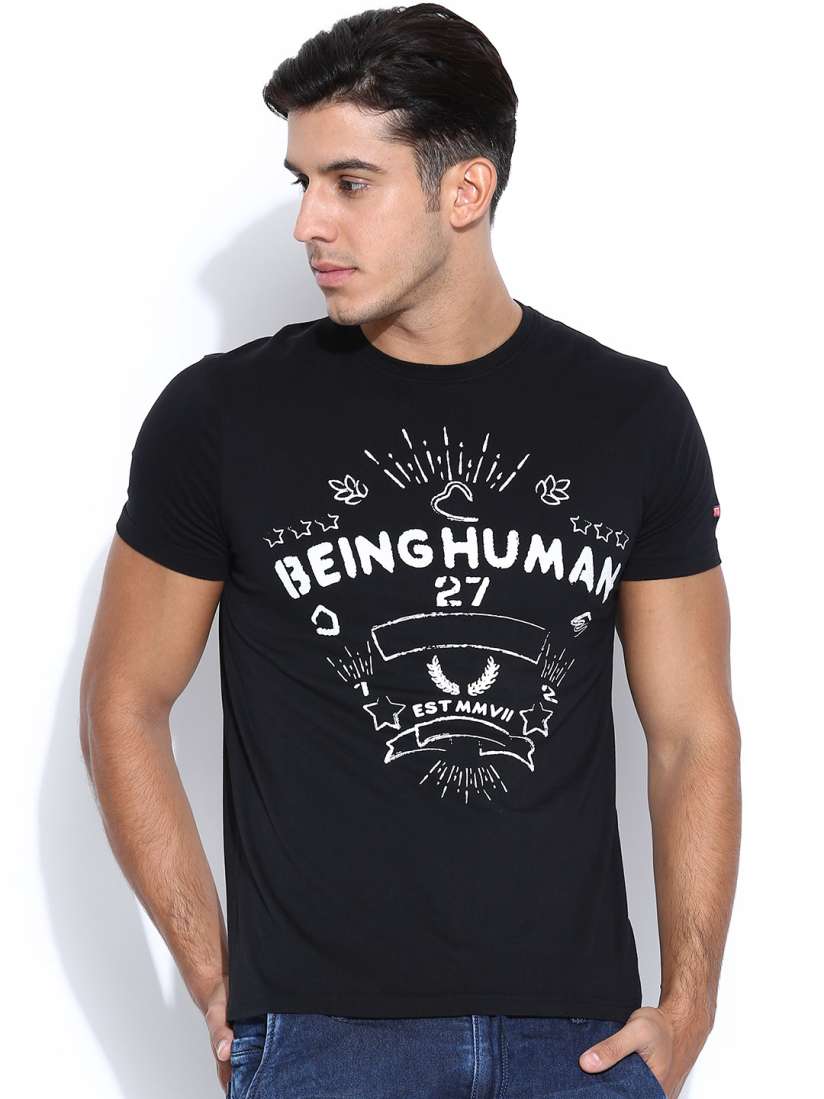 Buy Being Human Clothing Black Printed Pure Cotton T shirt Tshirts for Men 885924 Myntra