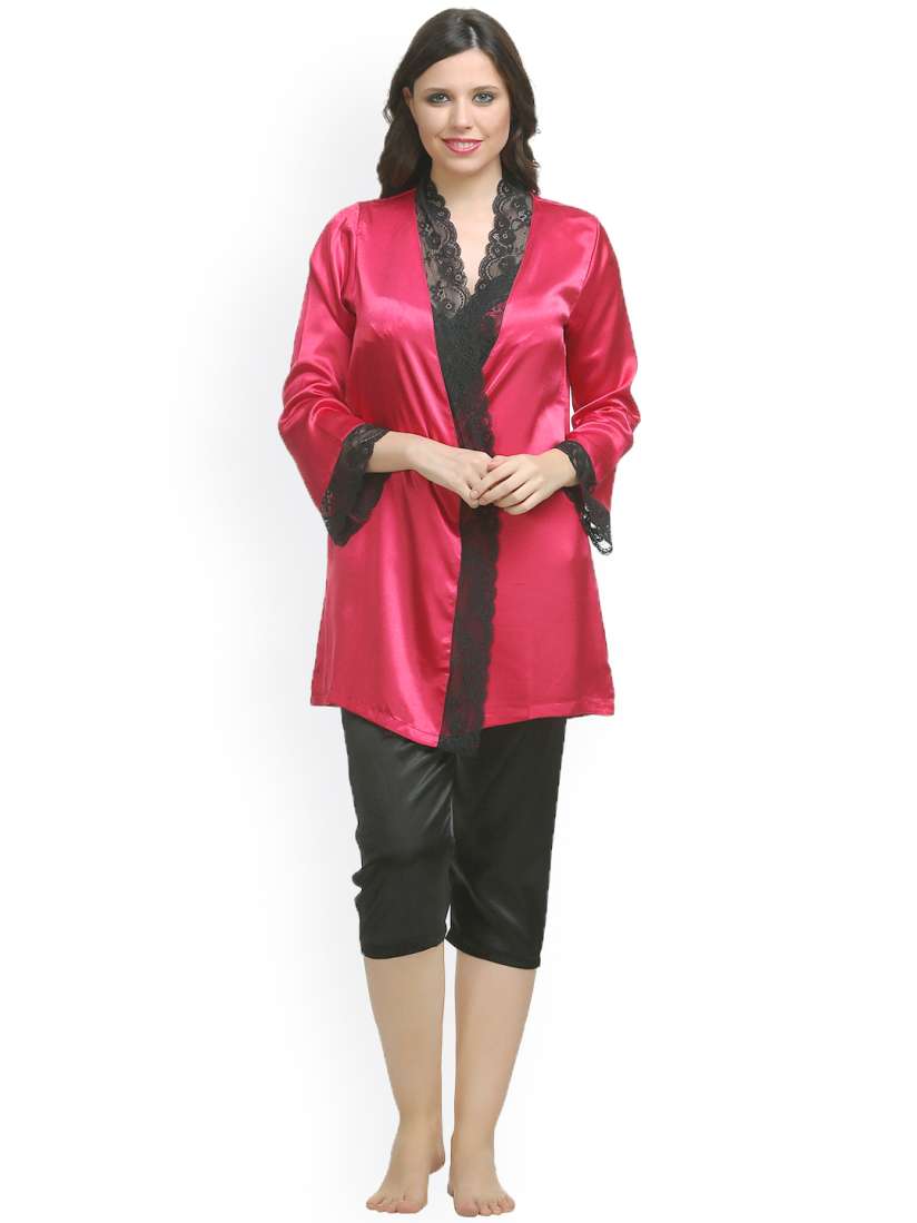 Buy Private Lives Maroon Black Three Piece Night Suit 3P1241 Night suits for Women 892228 Myntra