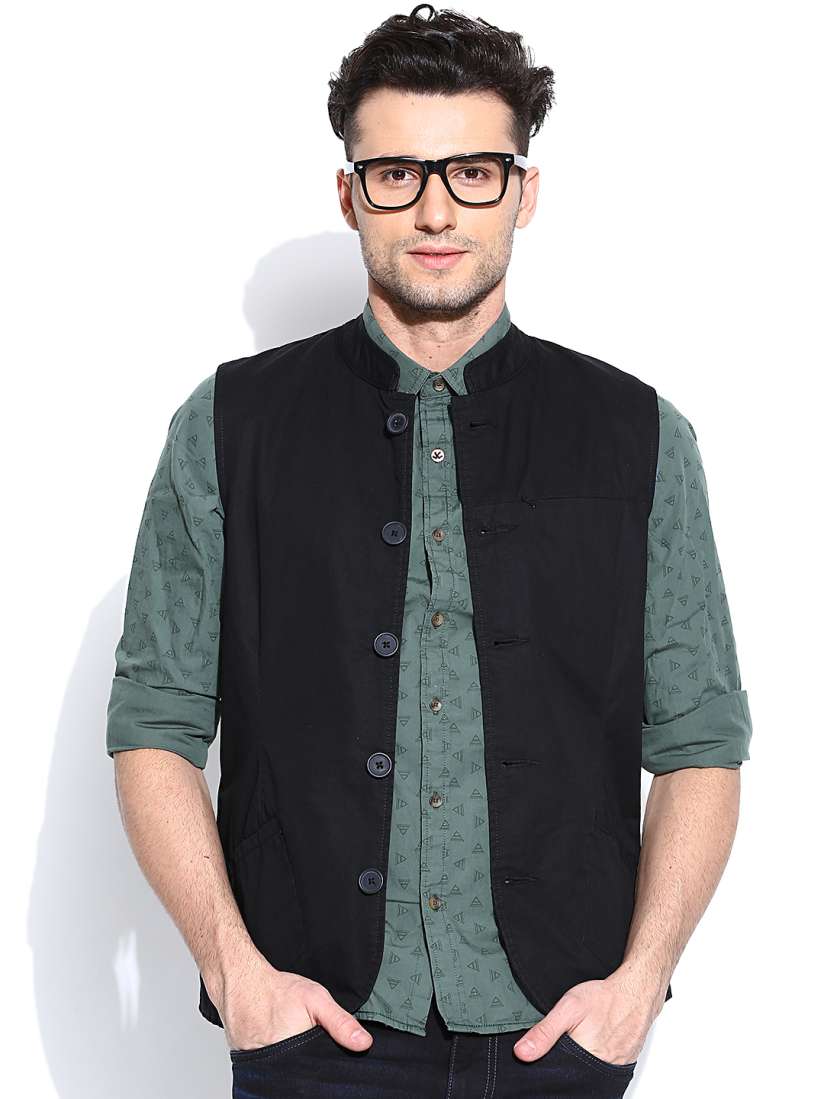 Buy United Colors Of Benetton Black Waistcoat Nehru Jackets for Men Myntra